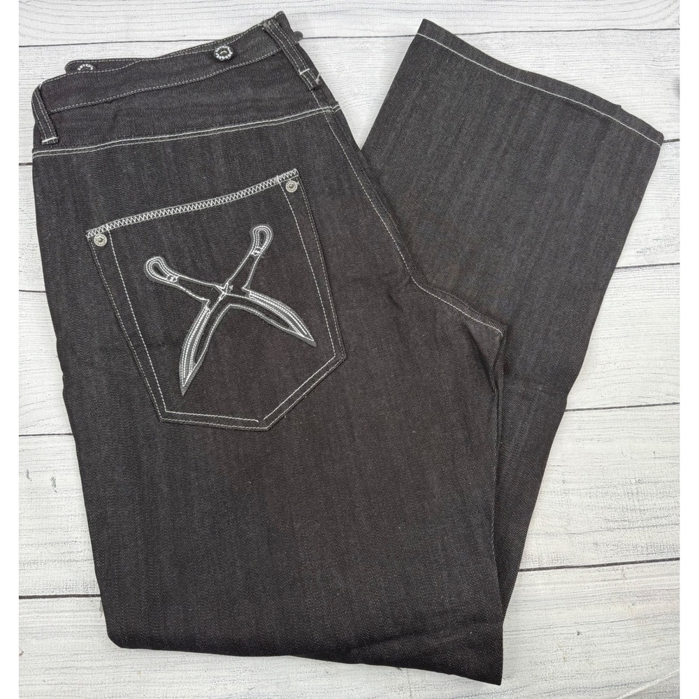 Artful Dodger Jeans Mens Size 40 Dark Wash Denim‎ Embroidered Back Pockets